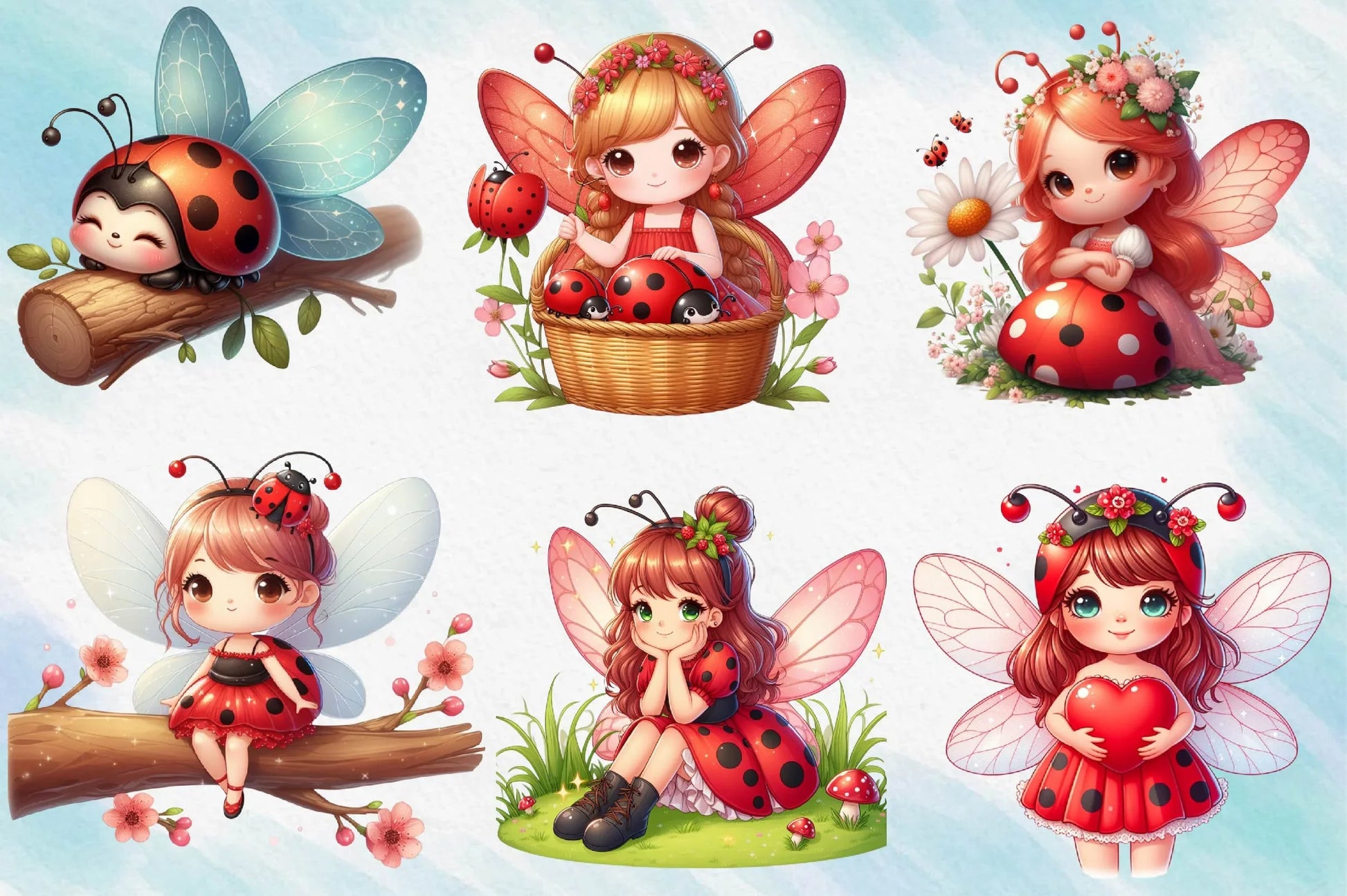 Ladybug Fairy Clipart Bundle - CraftNest - Digital Crafting and Art