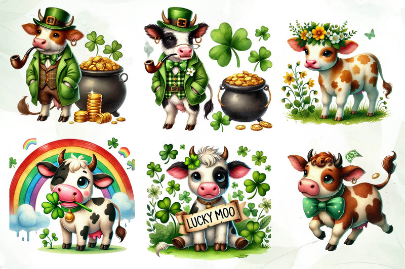 St Patrick S Cow Clipart Bundle - CraftNest - Digital Crafting and Art