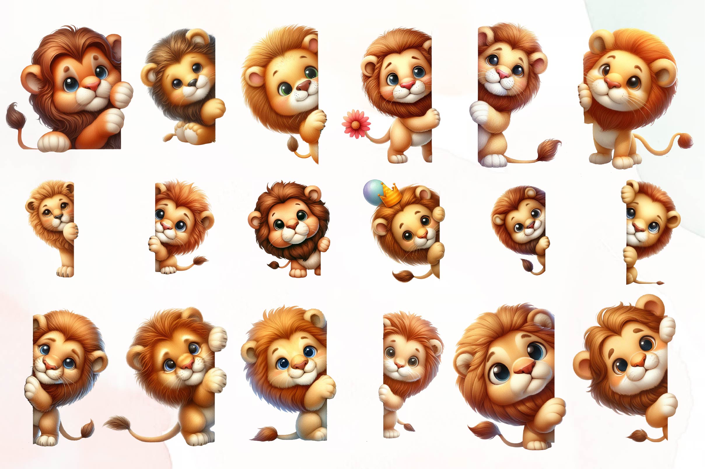 Lion Peeking Around Corner Clipart Bundle - CraftNest - Digital Crafting and Art