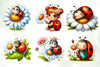 Cute Daisy Spring Ladybug Clipart Bundle-1