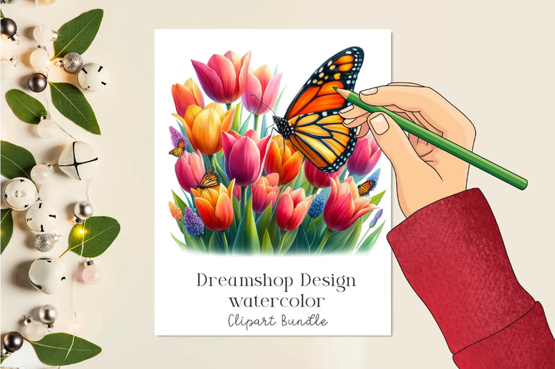 Floral Monarch Butterfly Clipart Bundle - CraftNest - Digital Crafting and Art