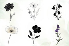 Black Wildflower Clipart Bundle - CraftNest - Digital Crafting and Art