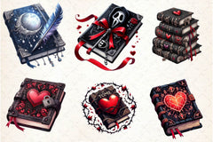 Gothic Valentines Day Books Clipart Bundle - CraftNest - Digital Crafting and Art