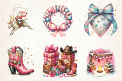 Coquette Western Christmas Clipart Bundle - CraftNest - Digital Crafting and Art