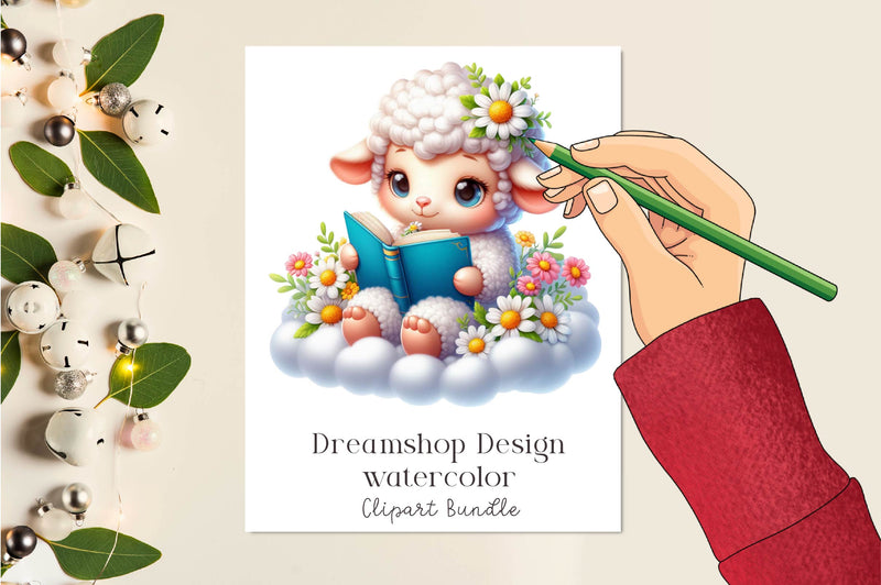 Cute Baby Lamb Clipart Bundle - CraftNest - Digital Crafting and Art