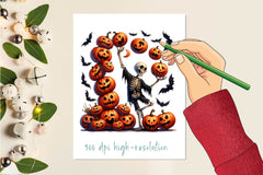 Funny Halloween Skeleton Pumpkin Clipart Bundle - CraftNest - Digital Crafting and Art