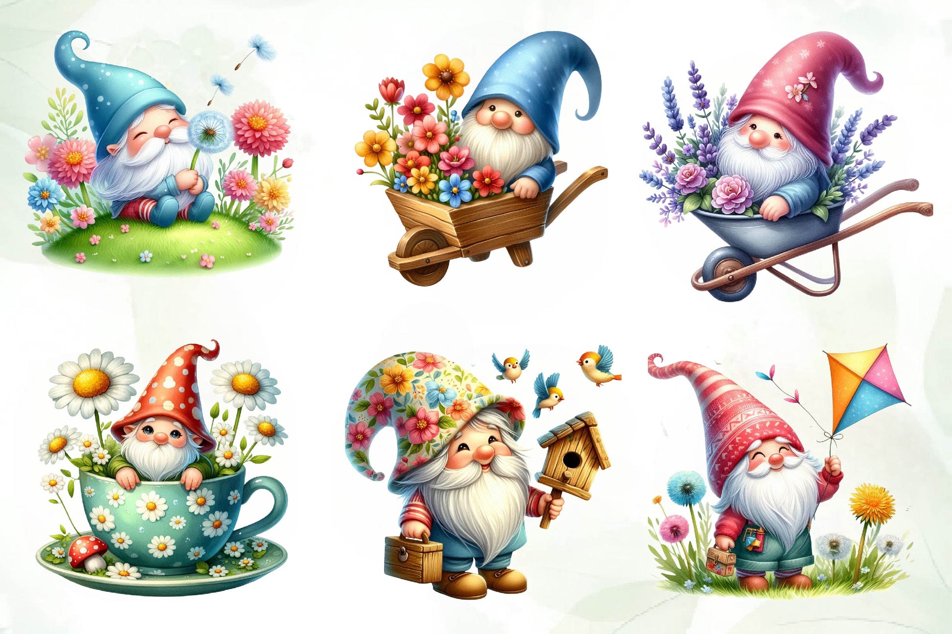 Cute Spring Gnome Clipart Bundle - CraftNest - Digital Crafting and Art