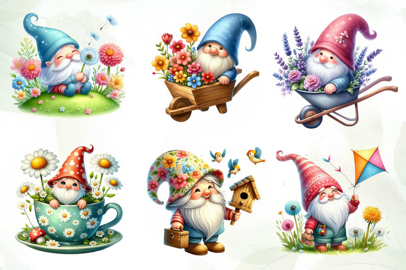 Cute Spring Gnome Clipart Bundle - CraftNest - Digital Crafting and Art