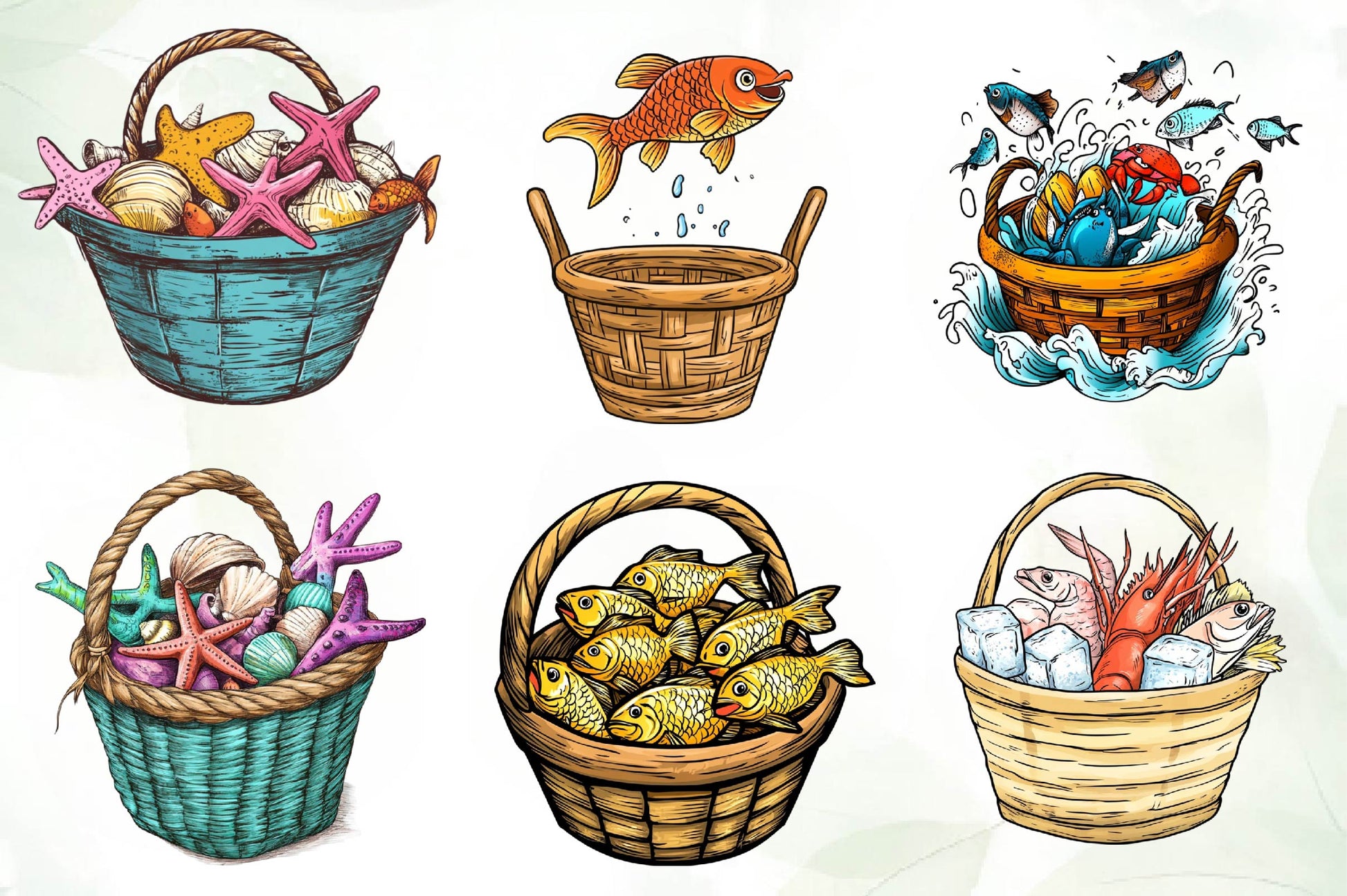 Summer Fish Basket Clipart Bundle - CraftNest - Digital Crafting and Art