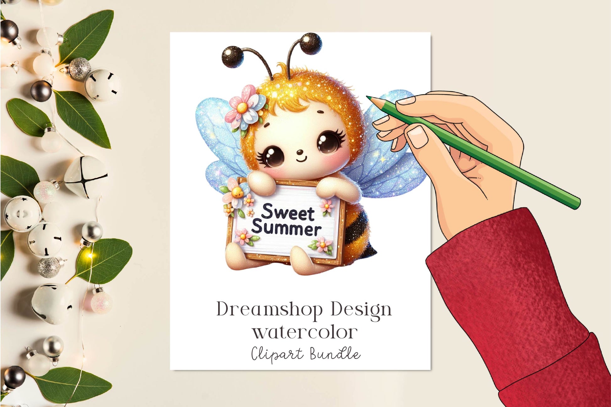 Bee With A Sign That Says Sweet Summer Clipart Bundle - CraftNest - Digital Crafting and Art