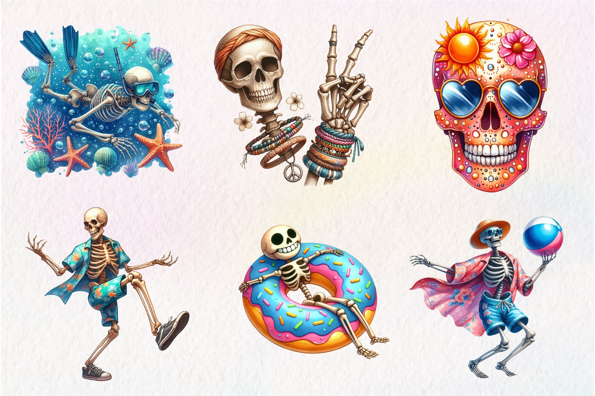 Skeleton Summer Clipart Bundle - CraftNest - Digital Crafting and Art