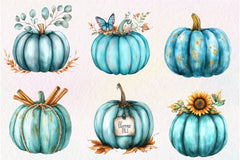 Teal Pumpkins Clipart Bundle - CraftNest - Digital Crafting and Art