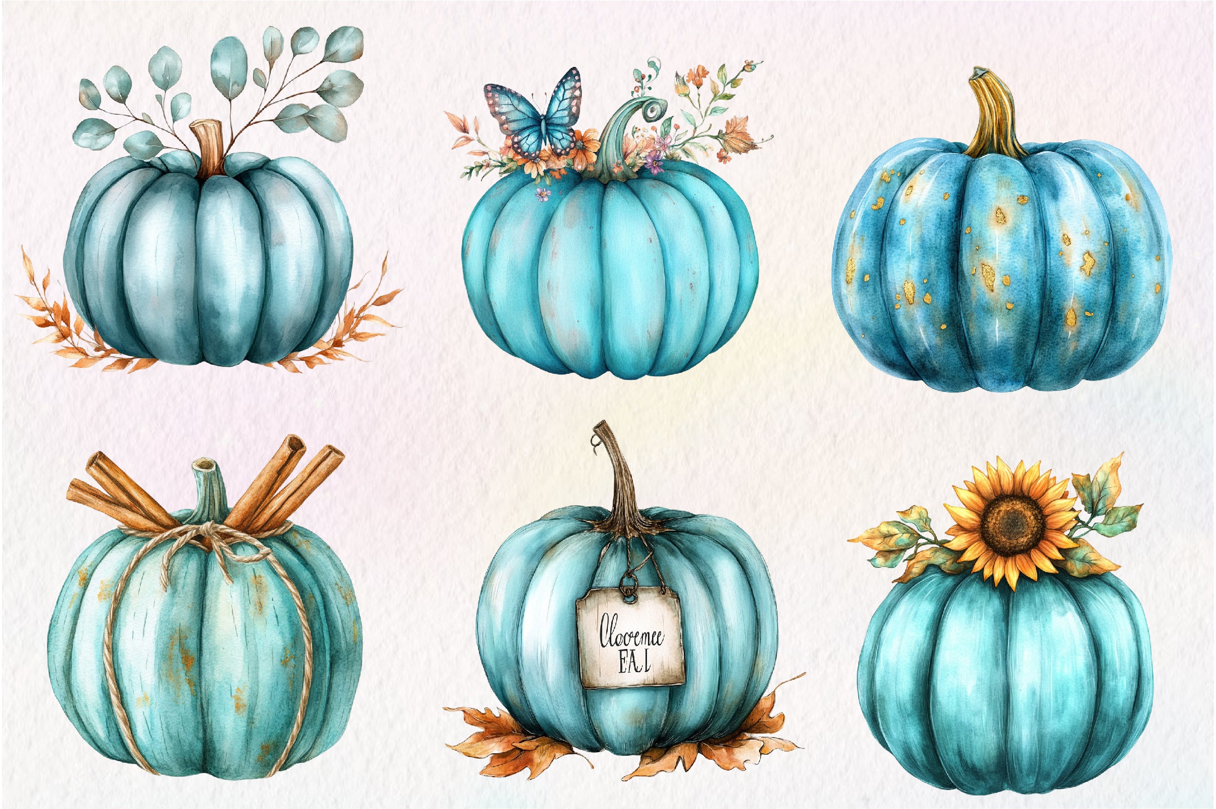 Teal Pumpkins Clipart Bundle - CraftNest - Digital Crafting and Art