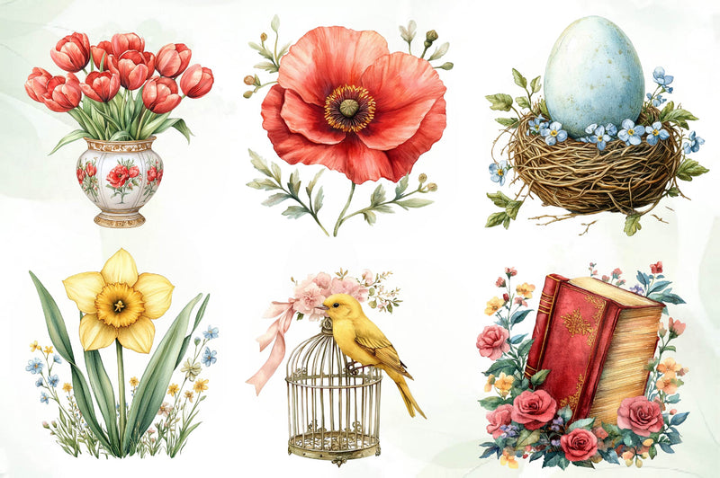Beautiful Victorian Spring Clipart Bundle - CraftNest - Digital Crafting and Art