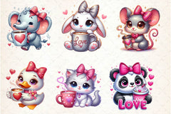 Animals Valentine Coffee Clipart Bundle - CraftNest - Digital Crafting and Art