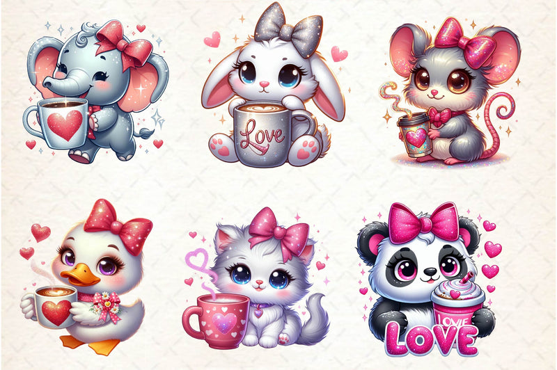 Animals Valentine Coffee Clipart Bundle - CraftNest - Digital Crafting and Art