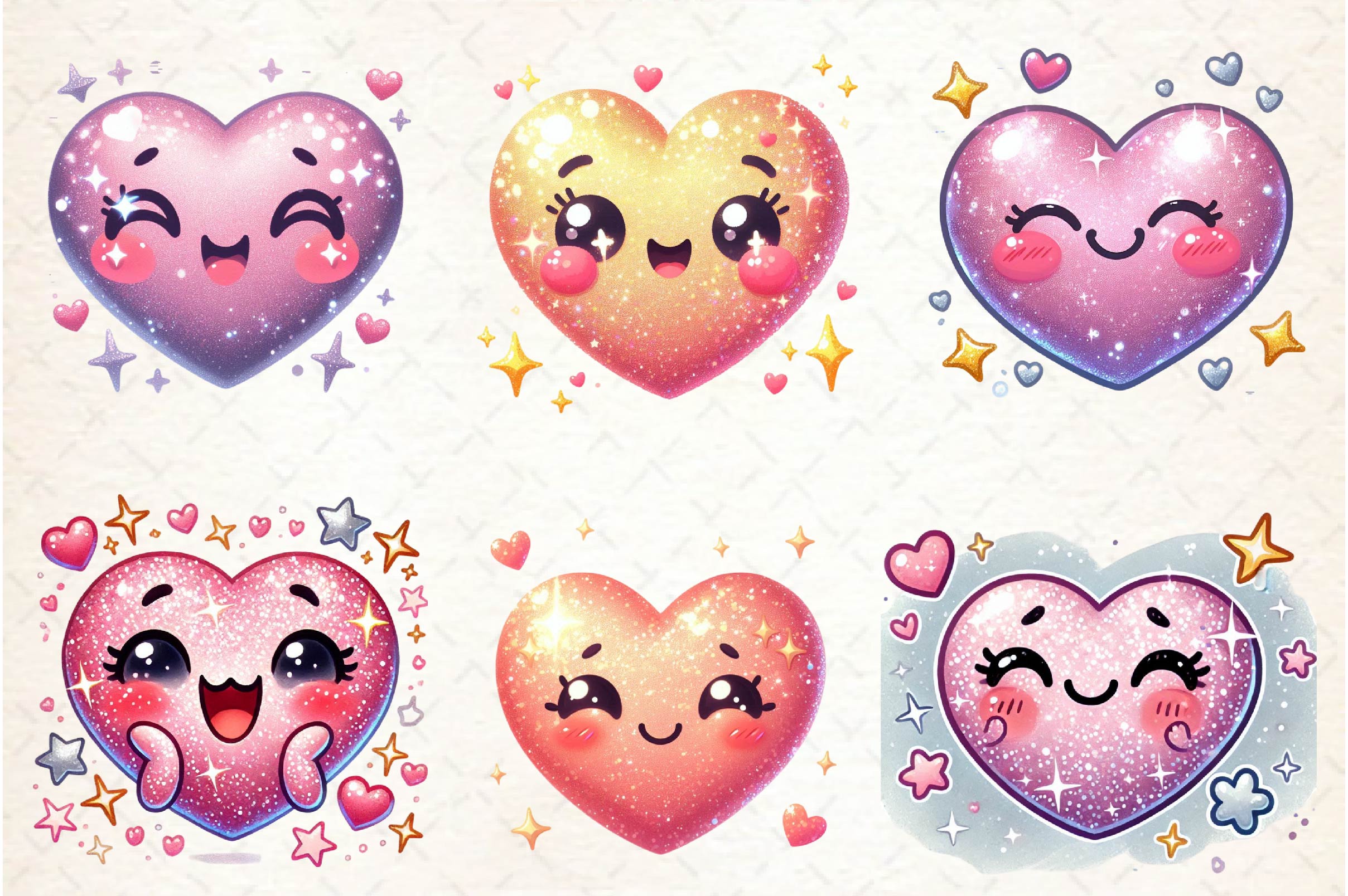 Cute Valentine Smiling Heart Clipart Bundle - CraftNest - Digital Crafting and Art