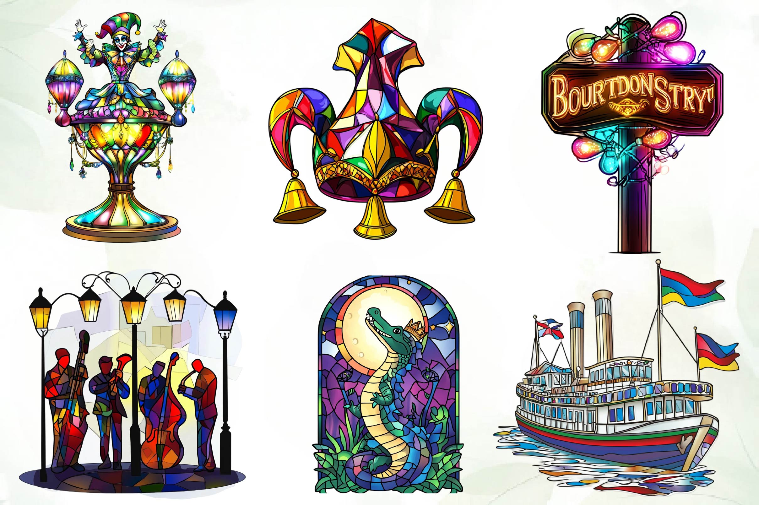 Round Stained Glass Mardi Gras Clipart Bundle - CraftNest - Digital Crafting and Art
