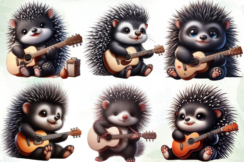 Porcupine With Guitar Clipart Bundle - CraftNest - Digital Crafting and Art