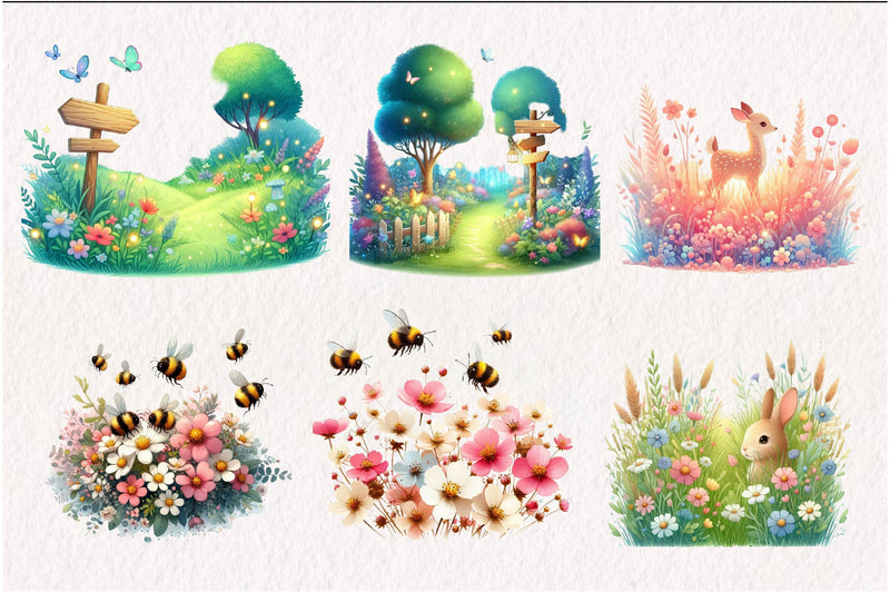 Summer Meadow Clipart Bundle - CraftNest - Digital Crafting and Art