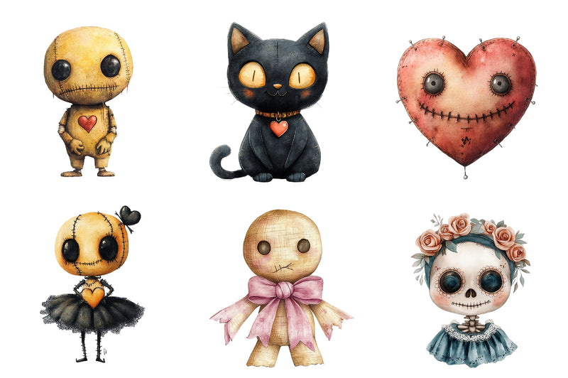 Coquette Halloween Voodoo Doll Clipart Bundle - CraftNest - Digital Crafting and Art