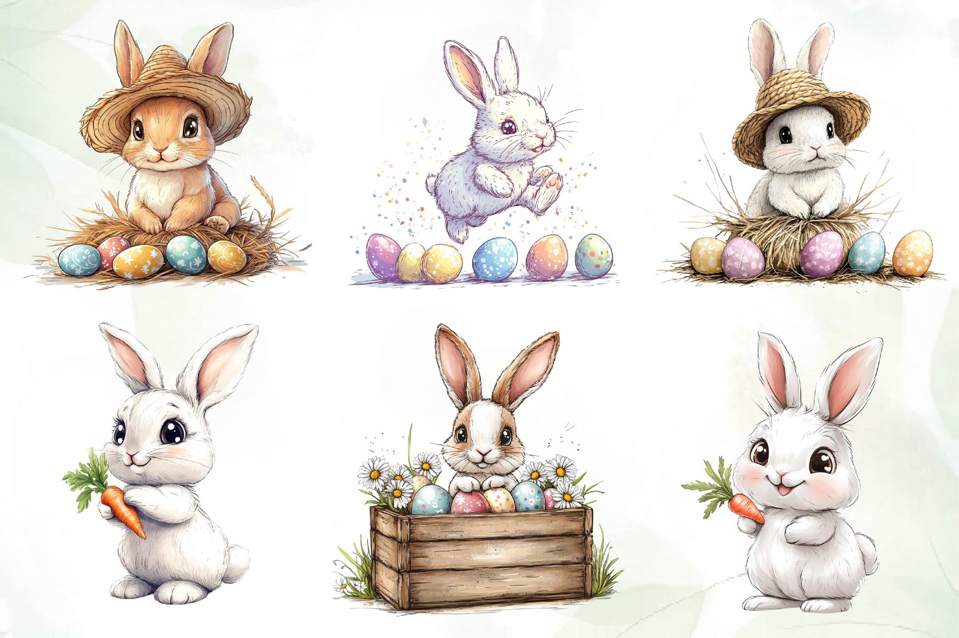 Cute Easter Bunny Clipart Bundle 3 - CraftNest - Digital Crafting and Art