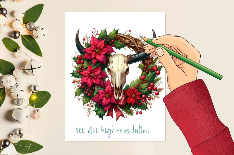 Christmas Cow Skull Clipart Bundle - CraftNest - Digital Crafting and Art