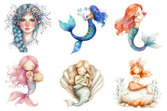 Cute Mermaid Clipart Bundle 3 - CraftNest - Digital Crafting and Art