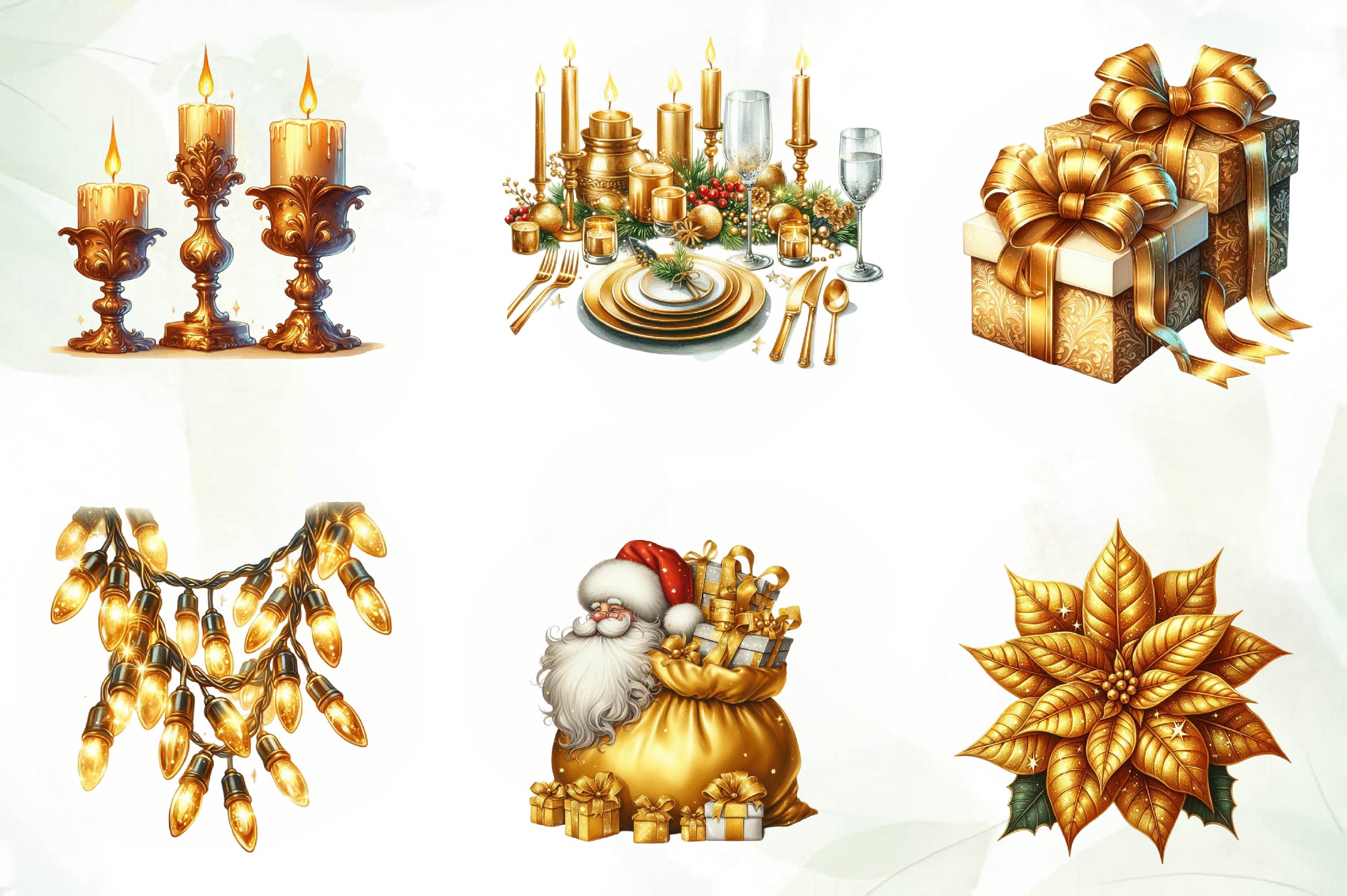 Gold Christmas Luxury Clipart Bundle - CraftNest - Digital Crafting and Art