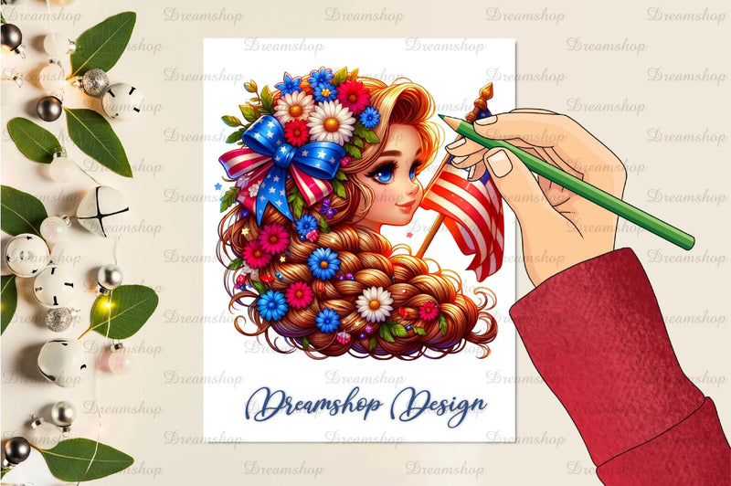 Patriot Girl Face Clipart Bundle - CraftNest - Digital Crafting and Art