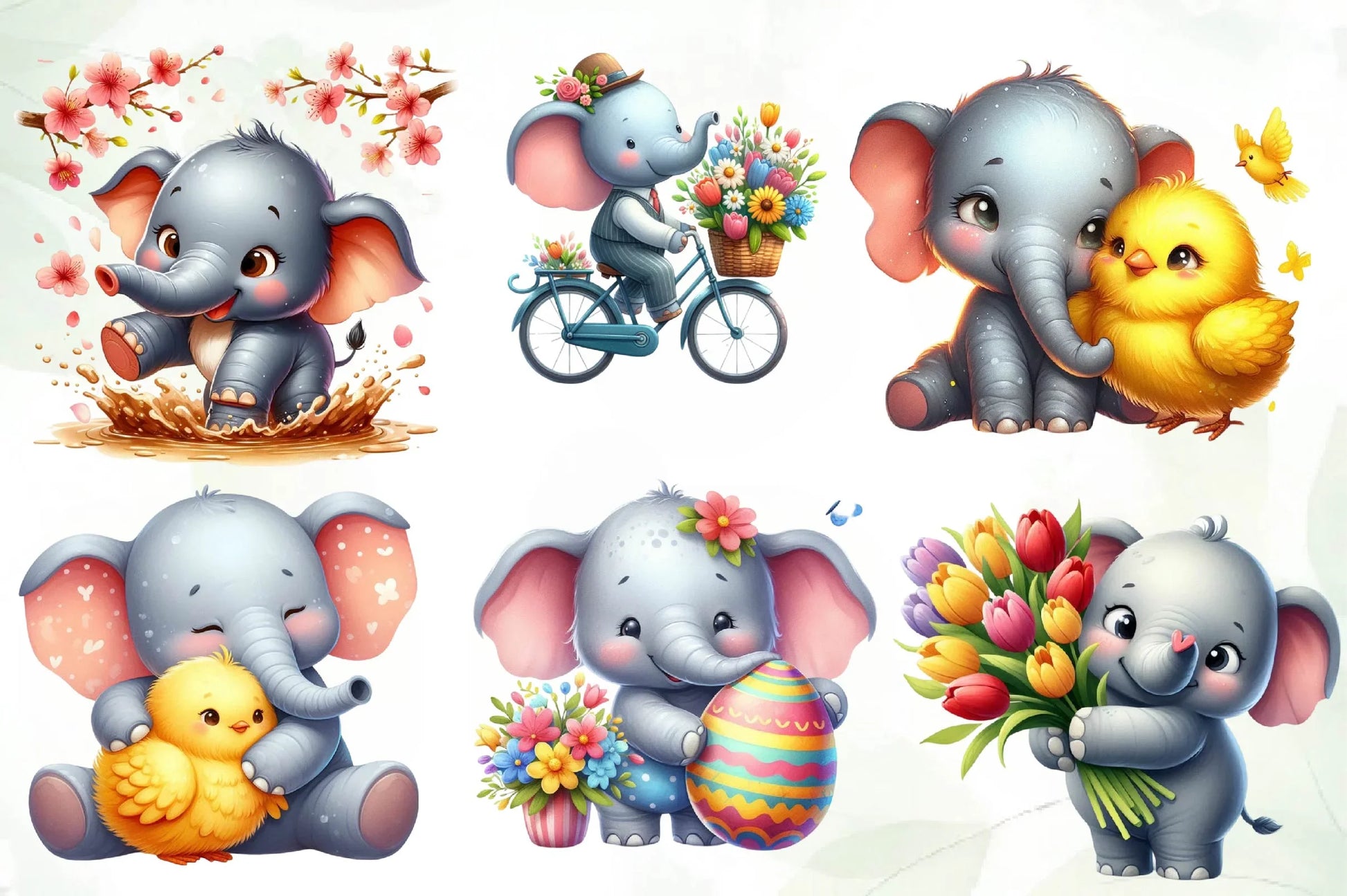 Spring Elephant Baby Clipart Bundle - CraftNest - Digital Crafting and Art