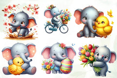 Spring Elephant Baby Clipart Bundle - CraftNest - Digital Crafting and Art