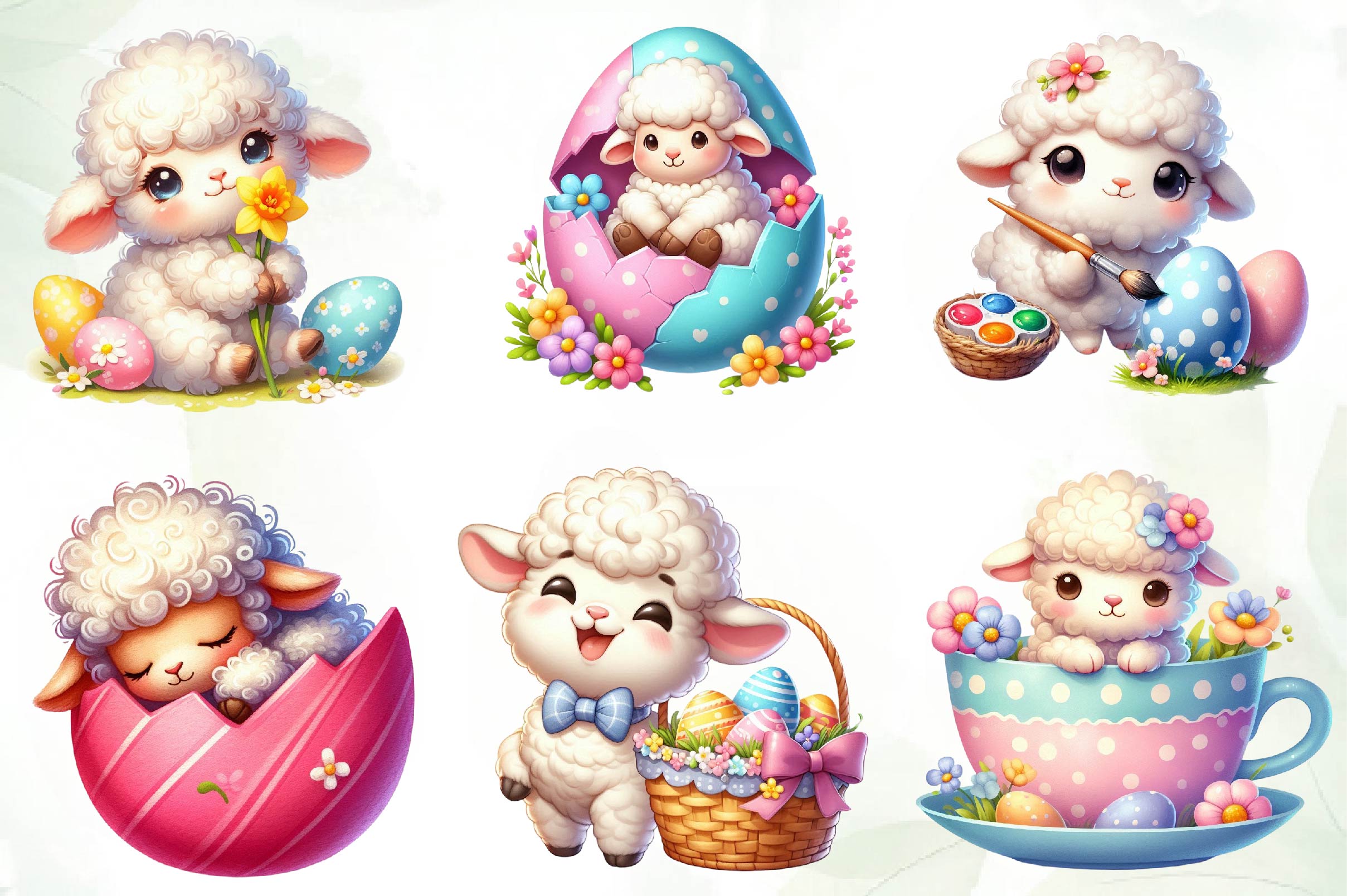 Easter Cute Sheep Easter Clipart Bundle - CraftNest - Digital Crafting and Art