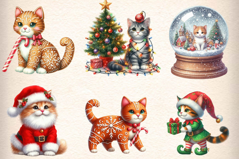 Christmas Cat Clipart Bundle 1 - CraftNest - Digital Crafting and Art