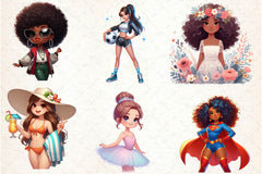 African American Girls Clipart Bundle - CraftNest - Digital Crafting and Art