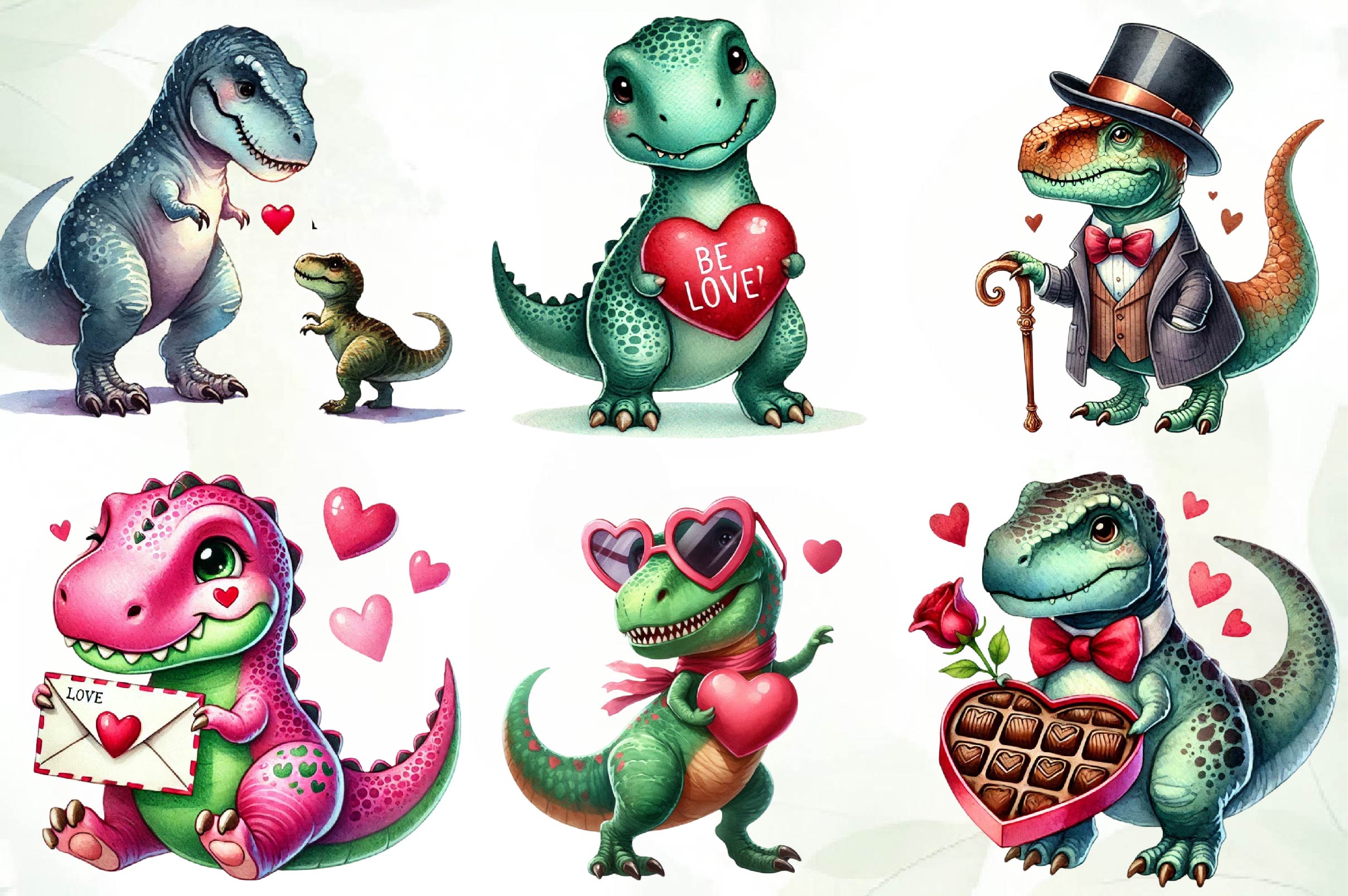 Valentines Day T Rex Clipart Bundle - CraftNest - Digital Crafting and Art