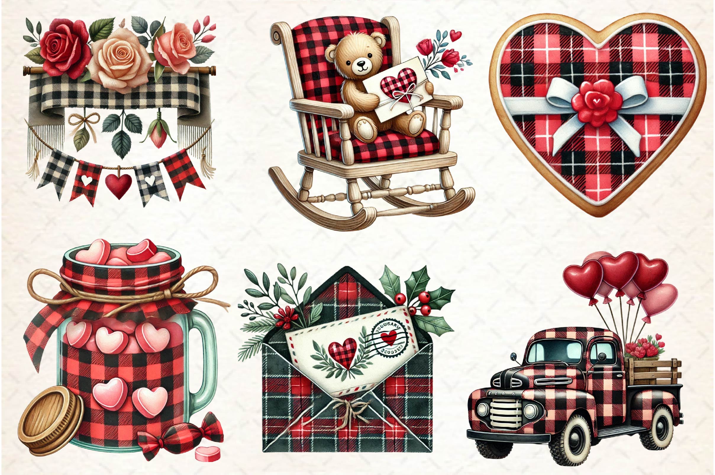Valentines Buffalo Plaid Clipart Bundle - CraftNest - Digital Crafting and Art