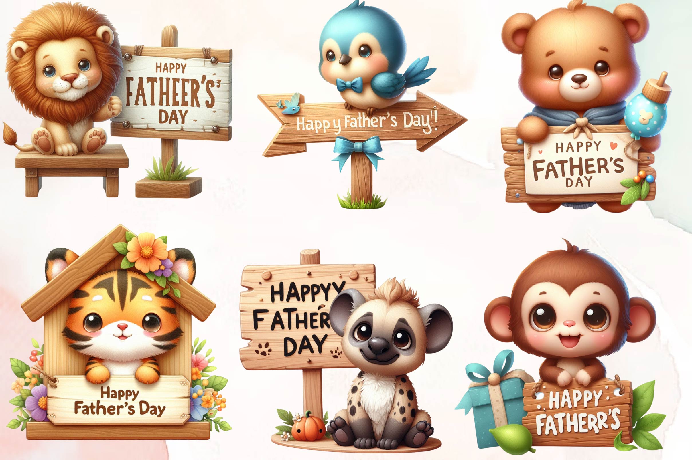 Father's Day Cute Animals Clipart Bundle - CraftNest - Digital Crafting and Art