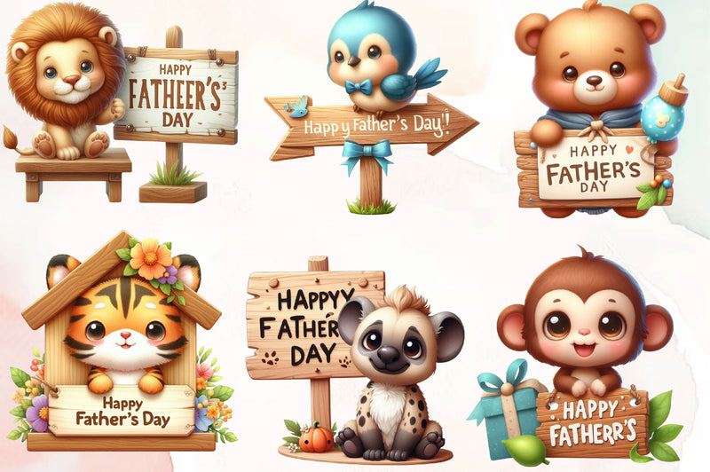 Father's Day Cute Animals Clipart Bundle - CraftNest - Digital Crafting and Art
