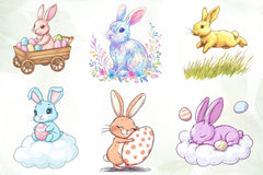 Cute Pastel Easter Bunny Clipart Bundle - CraftNest - Digital Crafting and Art