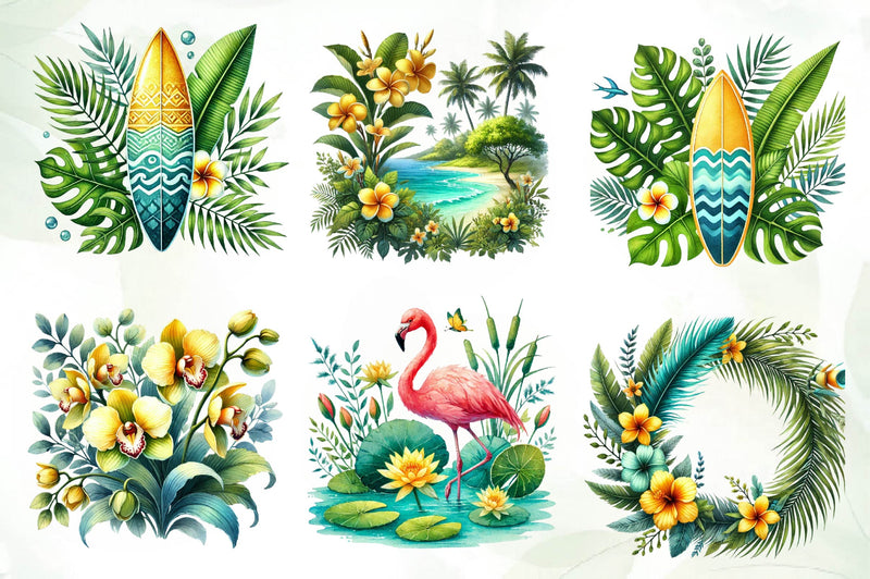 Tropical Spring Clipart Bundle 1 - CraftNest - Digital Crafting and Art