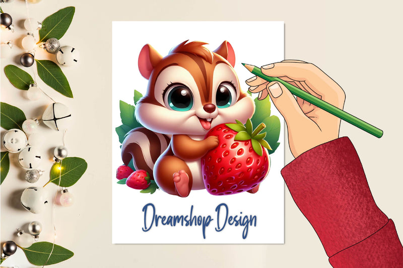 Chipmunk Strawberry Clipart Bundle - CraftNest - Digital Crafting and Art