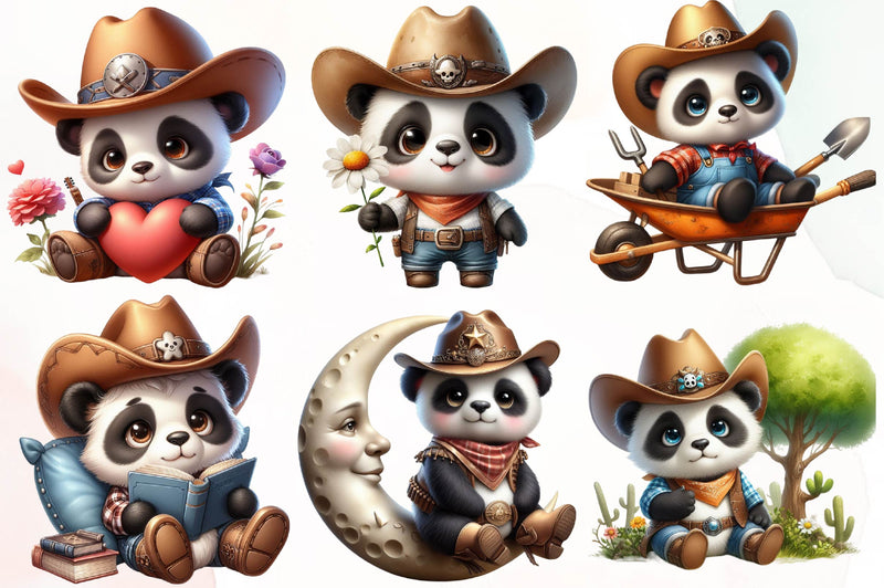 Cowboy Panda Clipart Bundle - CraftNest - Digital Crafting and Art