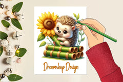 Sunflower Hedgehog Clipart Bundle - CraftNest - Digital Crafting and Art
