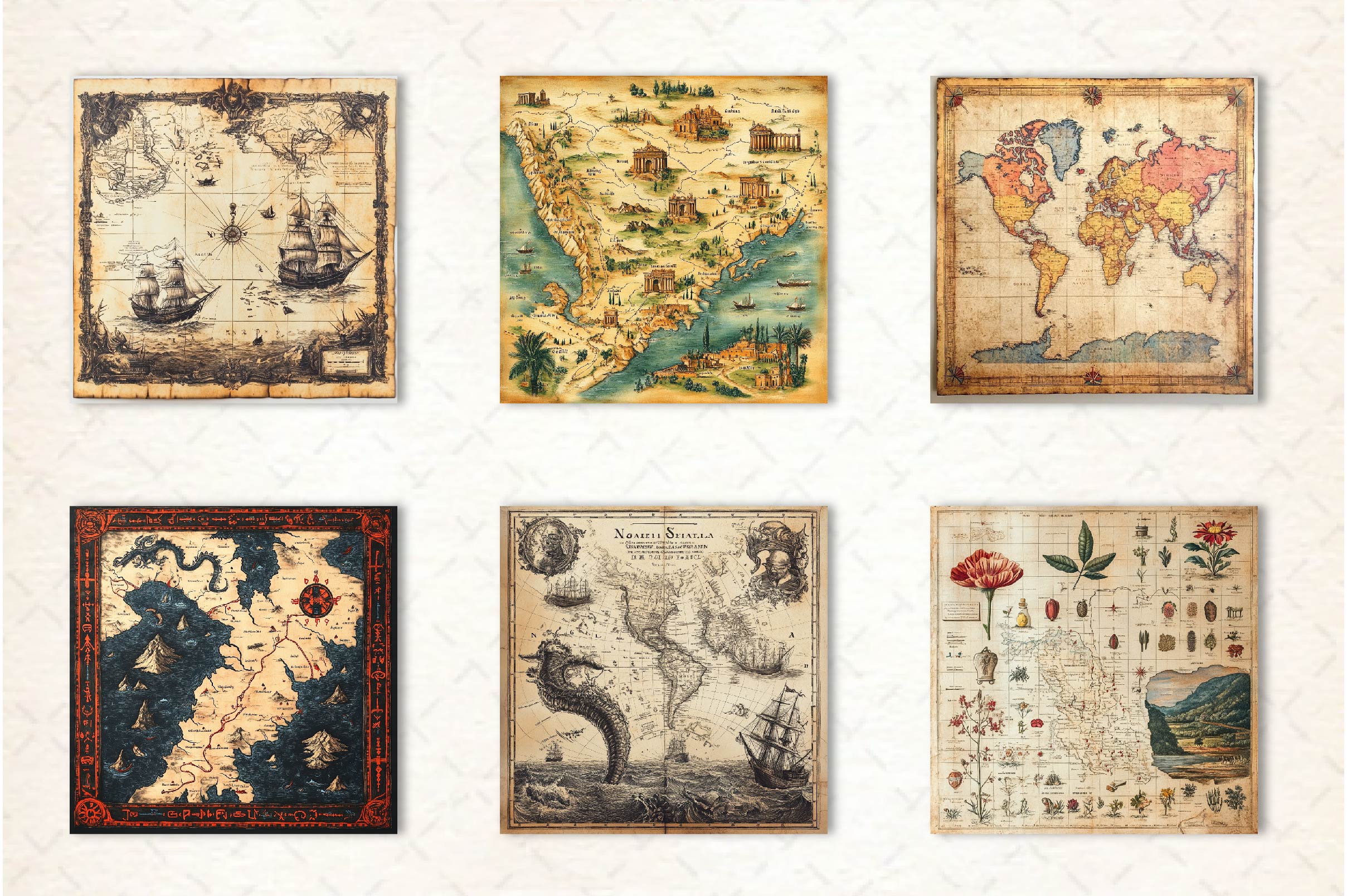 Antique Maps Digital Paper - CraftNest - Digital Crafting and Art