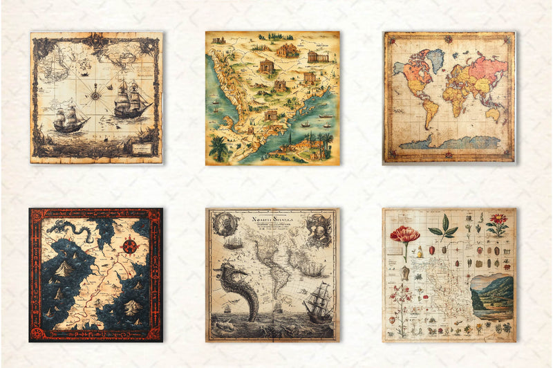 Antique Maps Digital Paper - CraftNest - Digital Crafting and Art