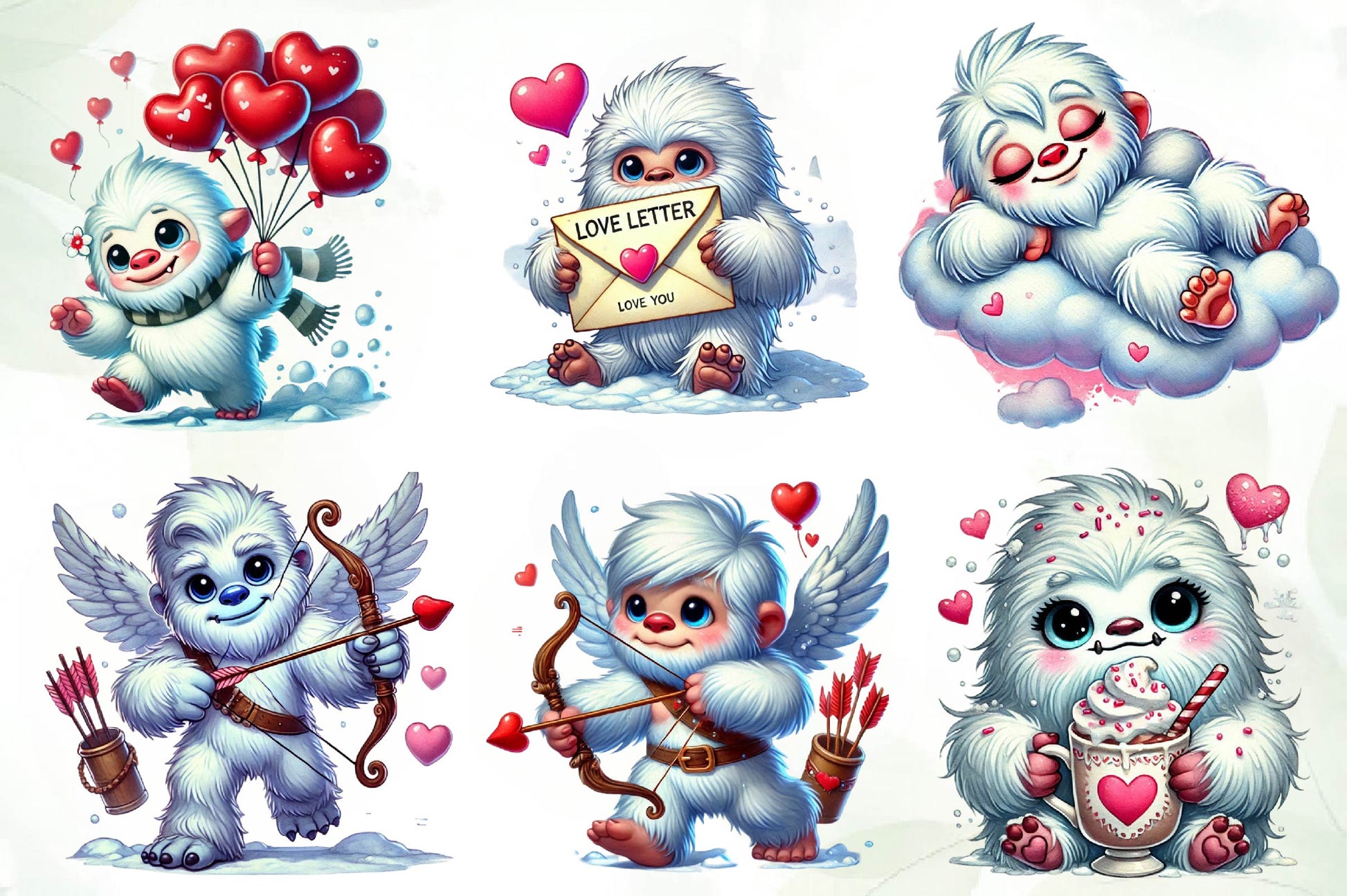 Valentine Cute Yeti Clipart Bundle - CraftNest - Digital Crafting and Art