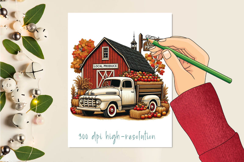 Vintage Autumn House Clipart Bundle - CraftNest - Digital Crafting and Art