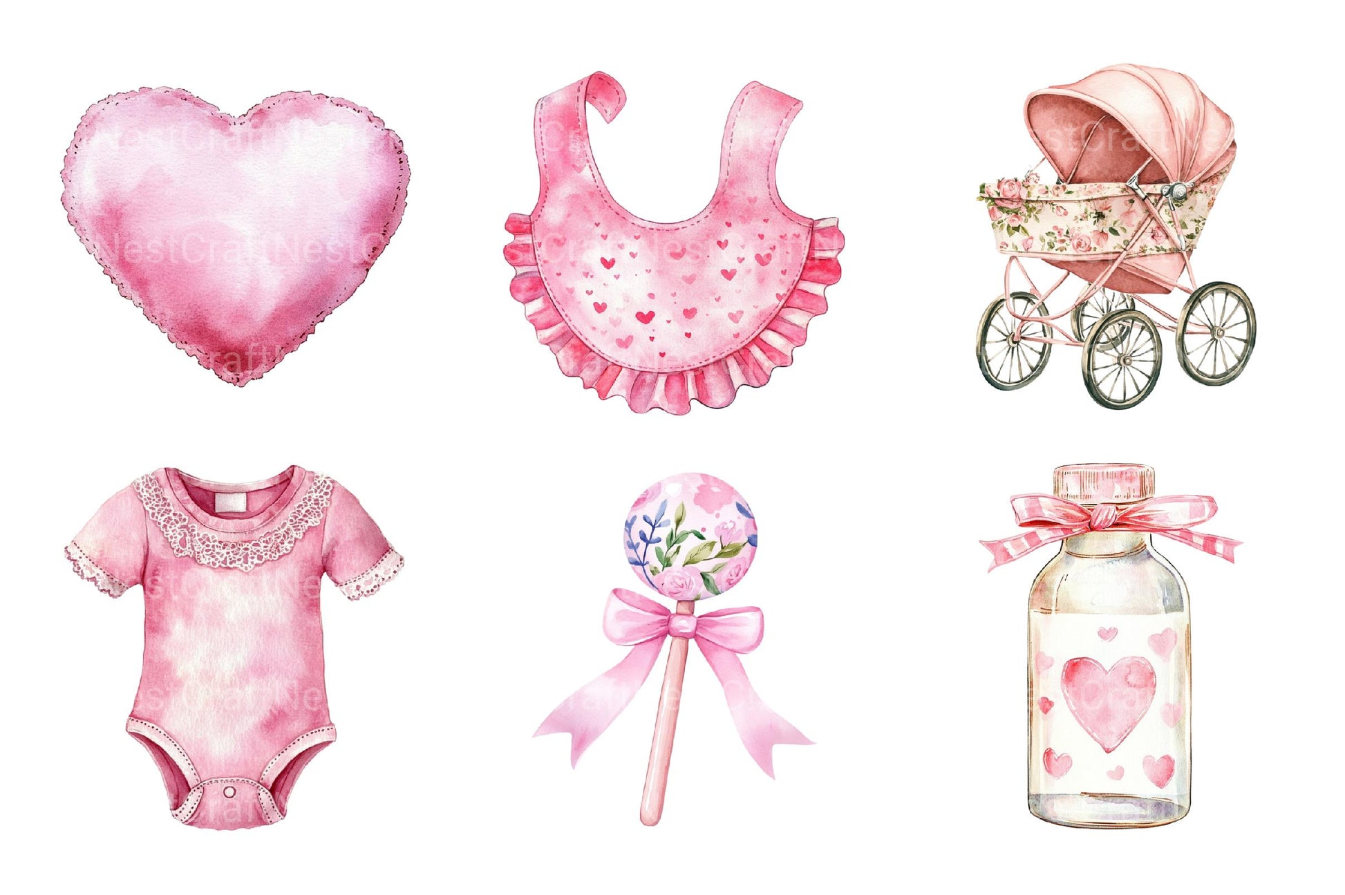 Pink Baby Girl Shower Clipart - CraftNest - Digital Crafting and Art