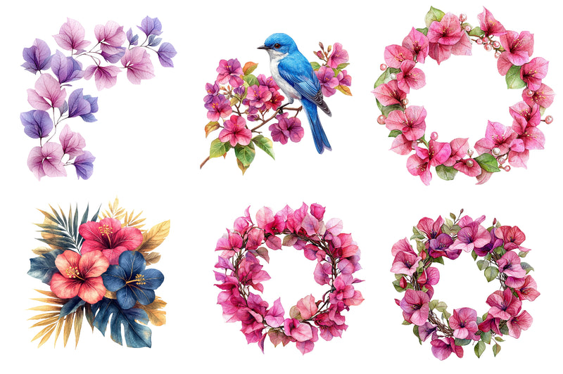 Bougainvillea Flower Clipart Bundle - CraftNest - Digital Crafting and Art